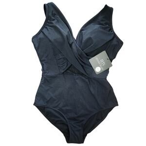 JETS By Jessika Allen One Piece Swimsuit Black‎ 10 Beach Vacation Resortwear